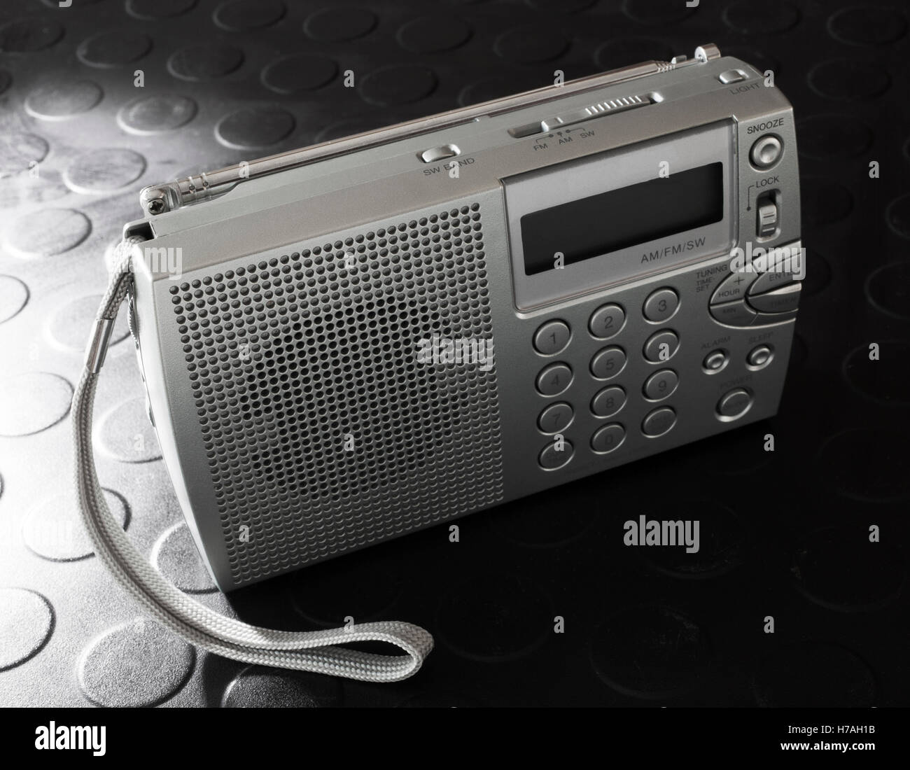 Portable battery powered radio that picks up radio stations and shortwave  broadcasts Stock Photo - Alamy