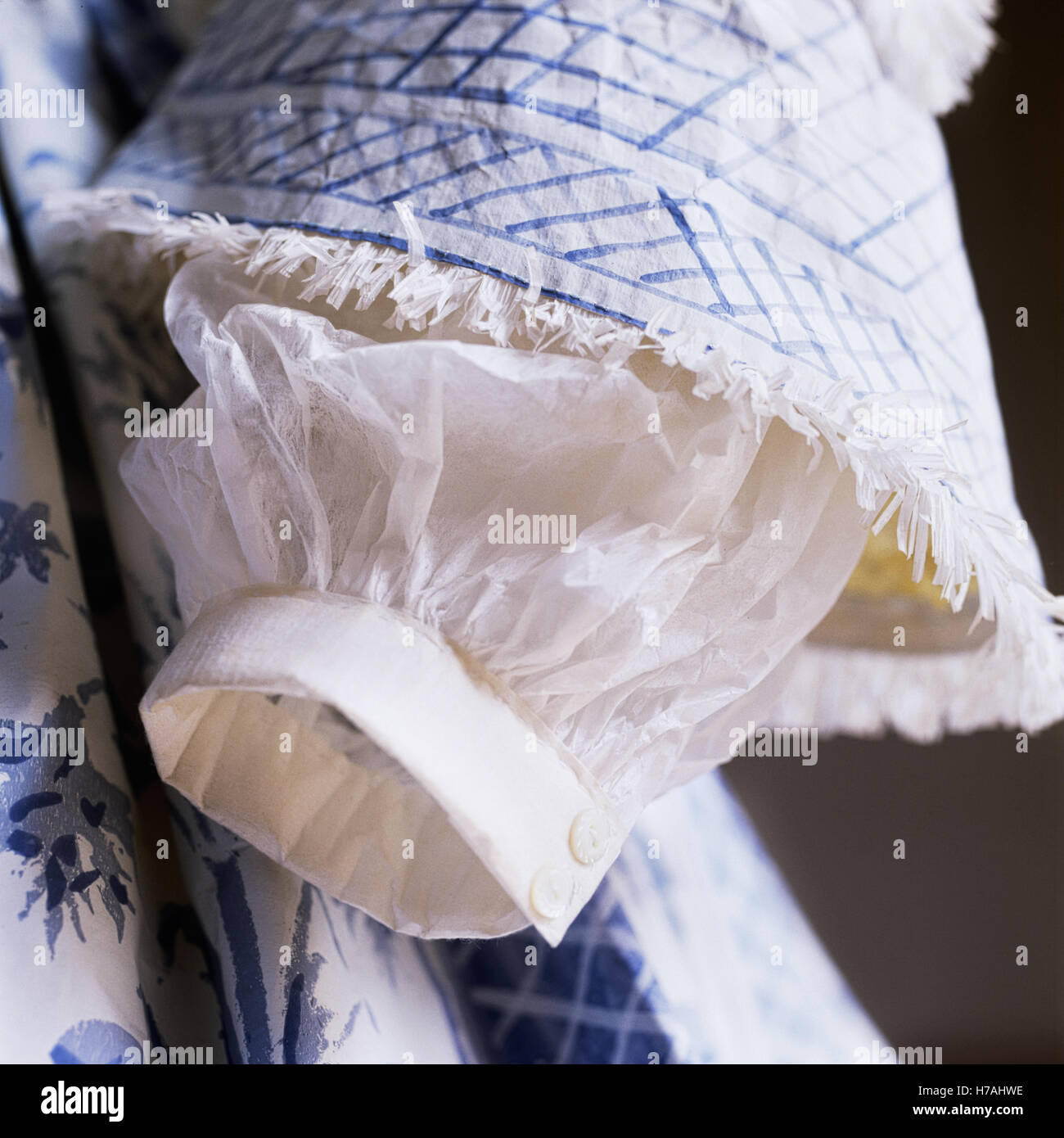 Sleeve detail and cuff of historical replica paper dress by Isabelle de Borchgrave Stock Photo