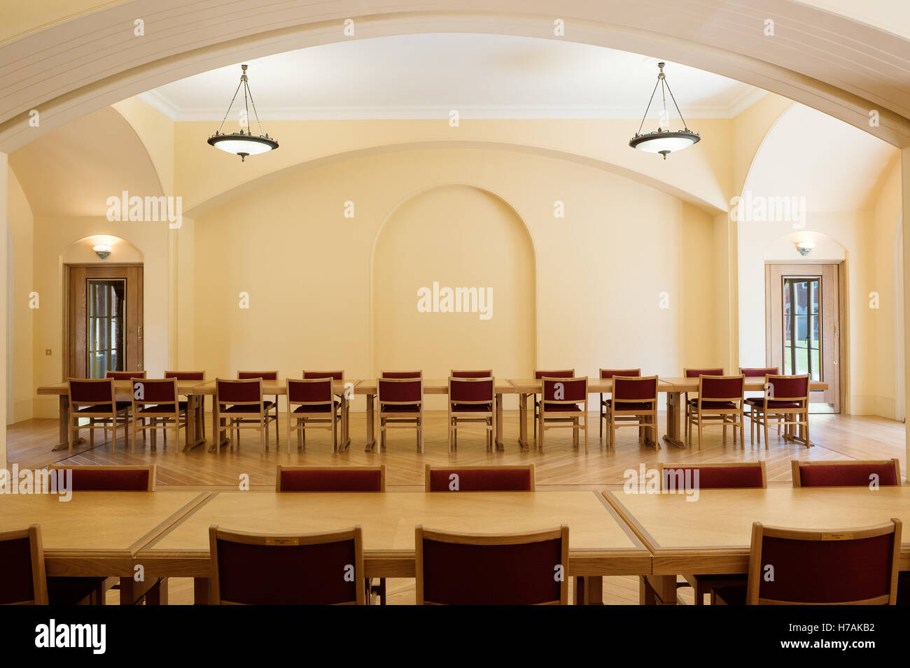Dining room in lady Margaret Hall, Oxford, England, UK Stock Photo