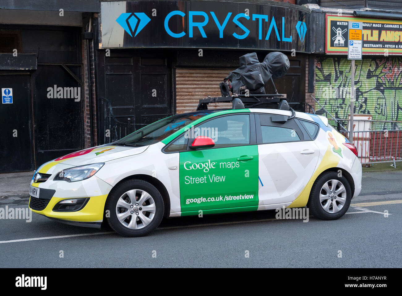 A Google Street View vehicle used for mapping streets throughout the world, Blackpool, Lancashire, UK. Stock Photo