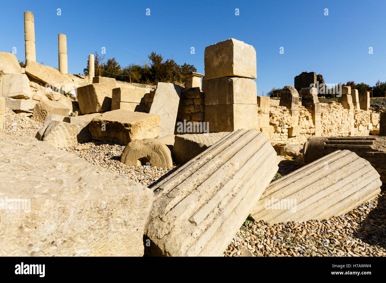 Ruins of Santa Criz Roman city. Eslava village. Navarra province. Spain. Europe Stock Photo