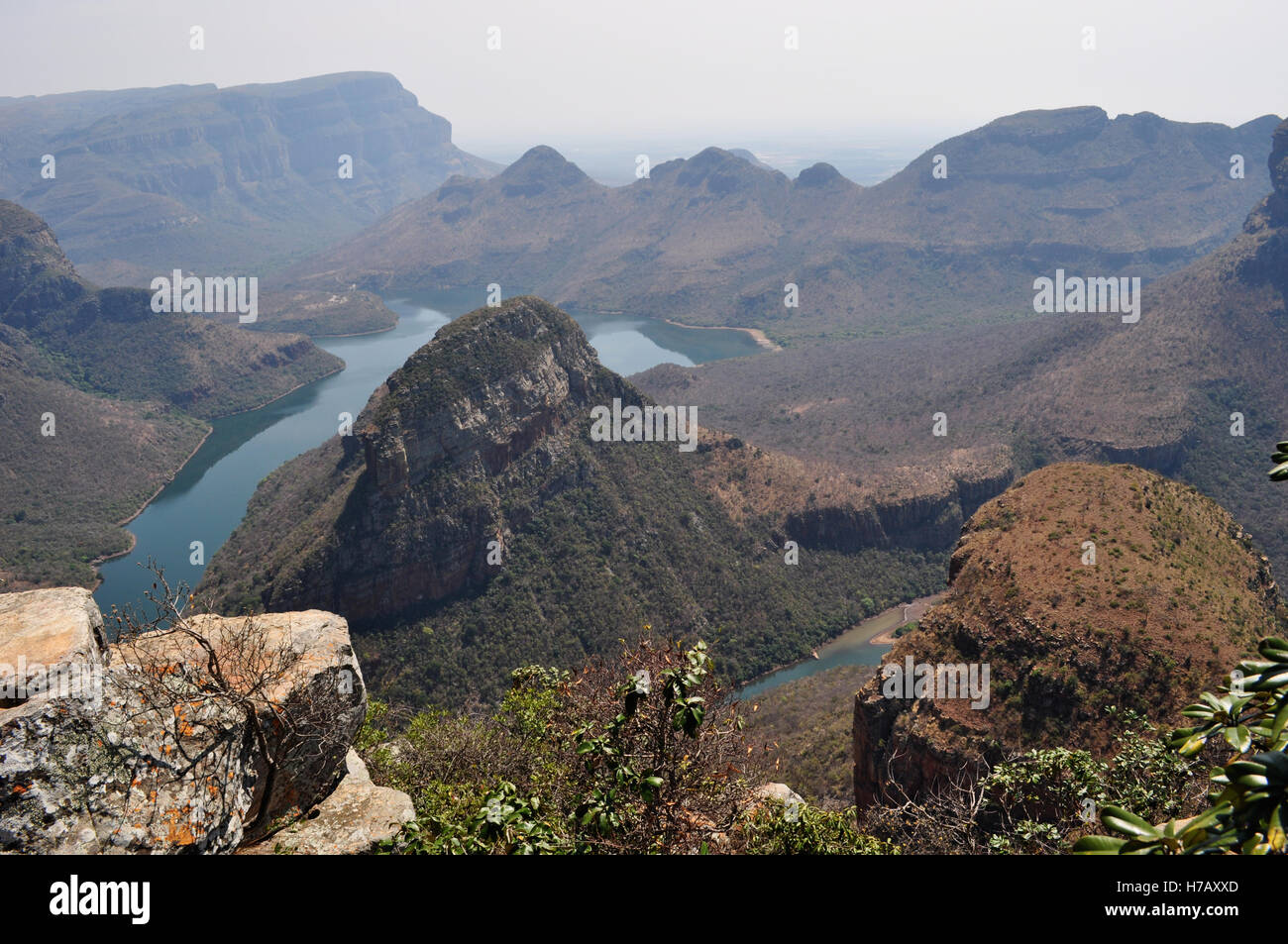South Africa: aerial view of Blyde River Canyon, a natural feature in the eastern Mpumalanga province, one of the largest canyons on Earth Stock Photo