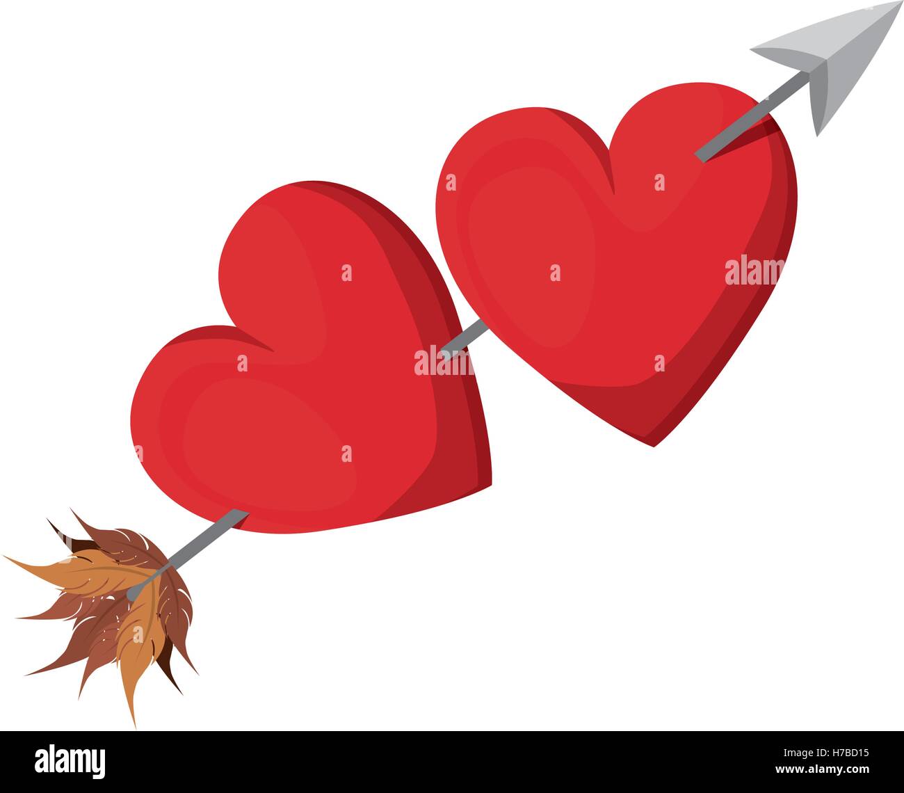 red hearts with arrow over white background. love symbol. vector ...