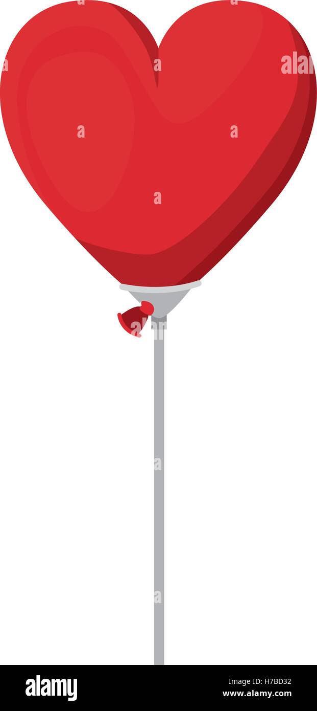 red balloon in heart shape icon over white background. vector ...