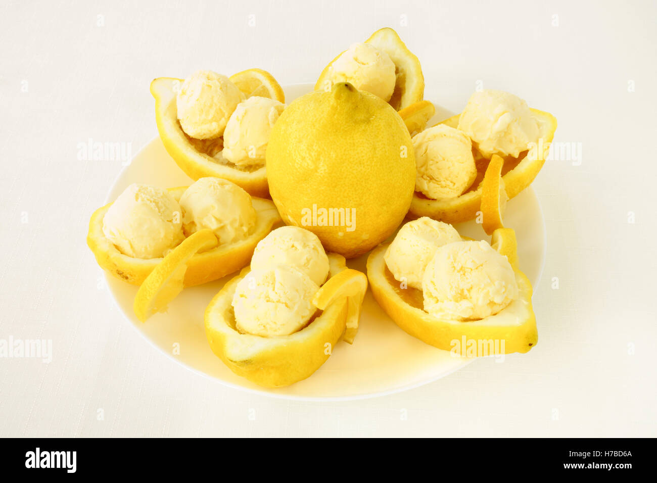 Amalfitano Lemon Halves filled with Lemon Ice Cream Stock Photo