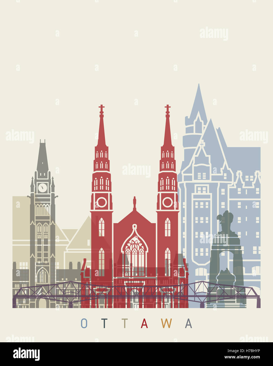 Ottawa skyline poster in editable vector file Stock Photo Alamy