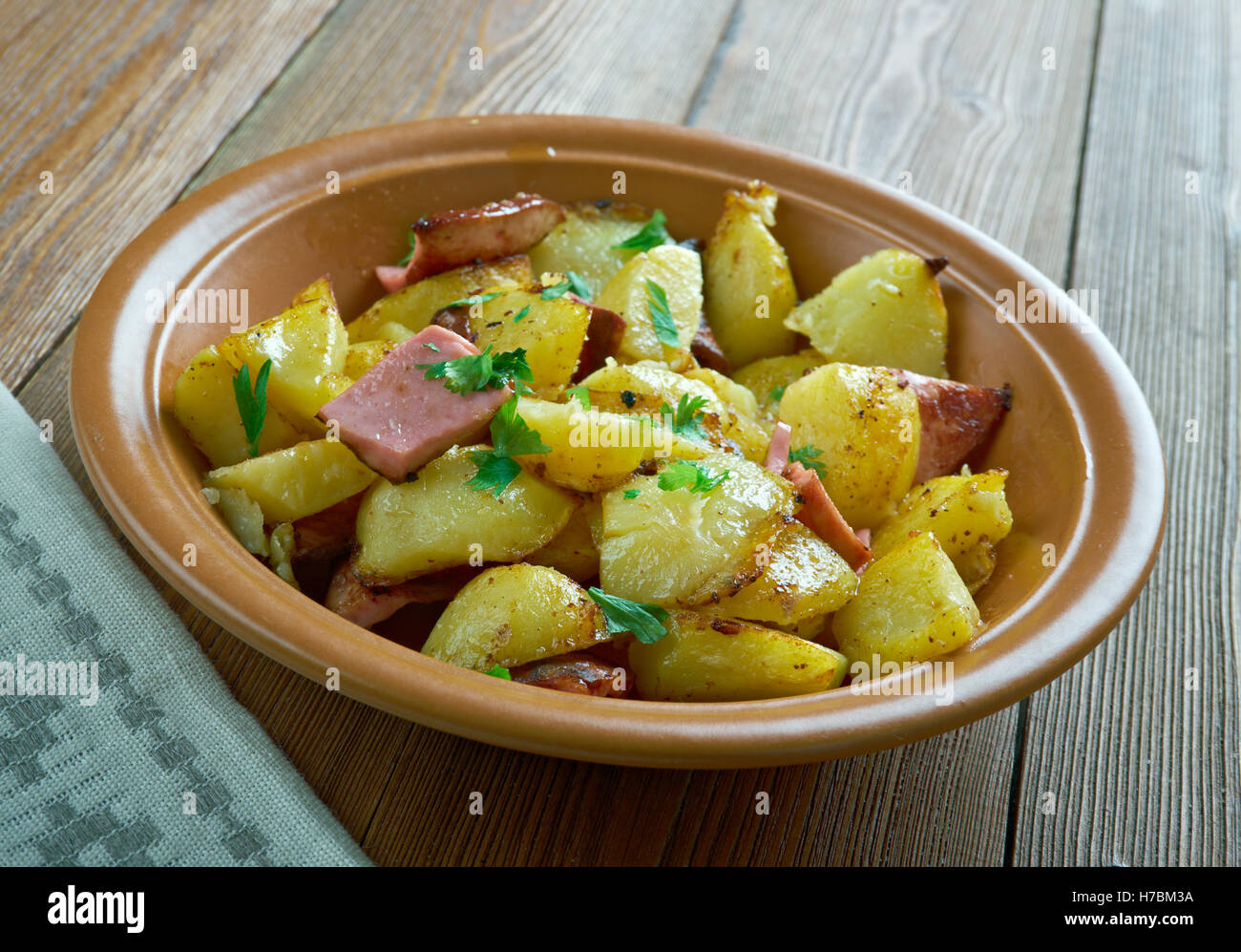 Bratkartofle  - Polish Home fries close up Stock Photo