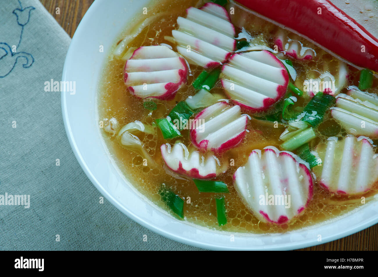 Posole Rapido traditional soup Mexico Stock Photo