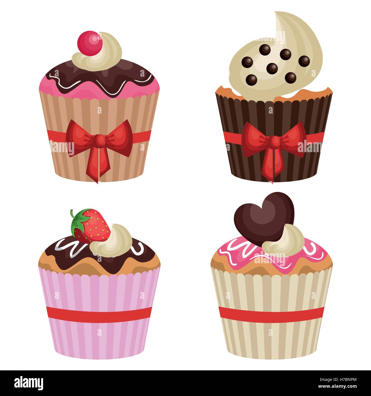 delicious sweet cupcake birthday vector illustration design Stock ...