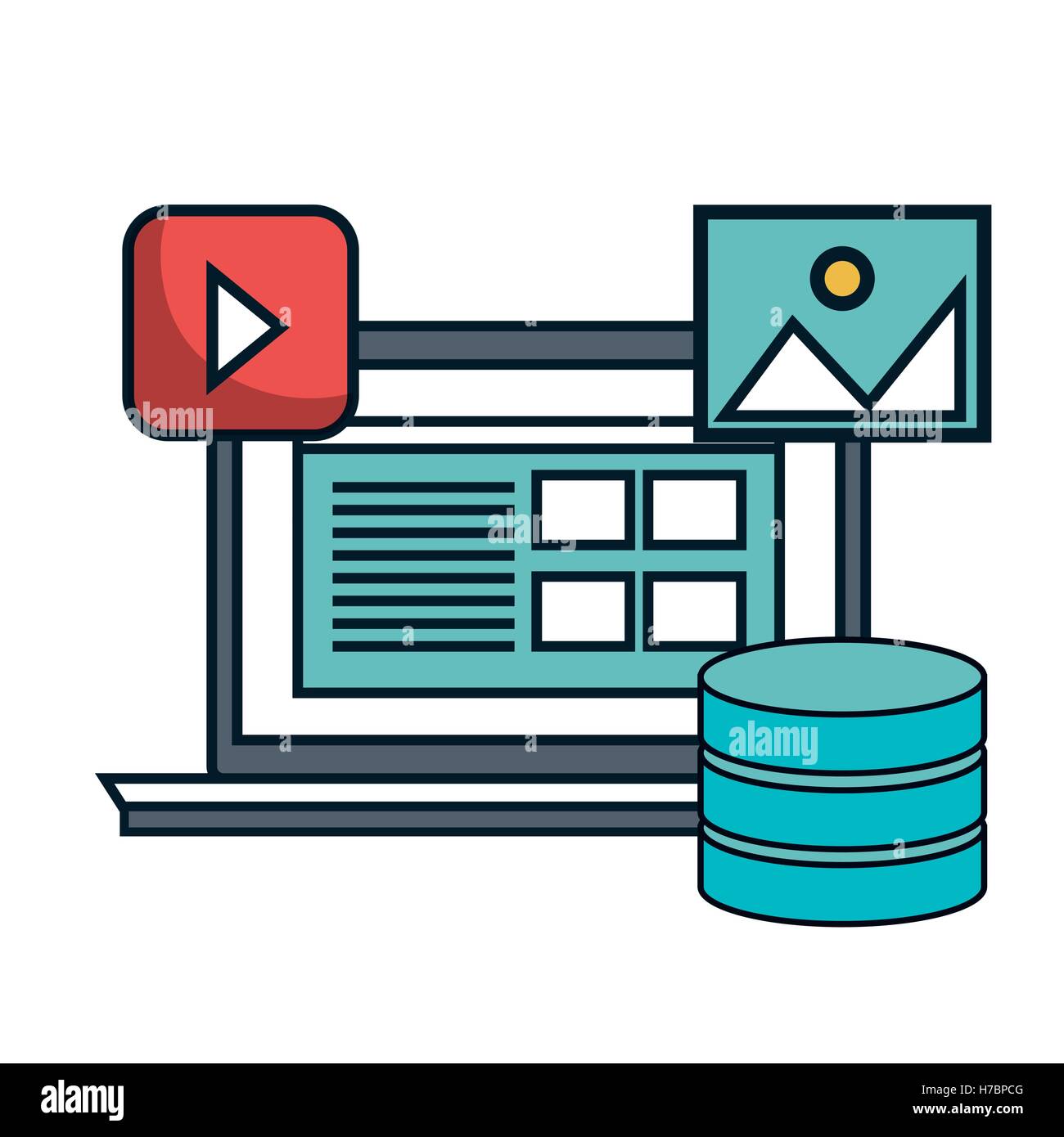 data center flat line icons vector illustration design Stock Vector ...