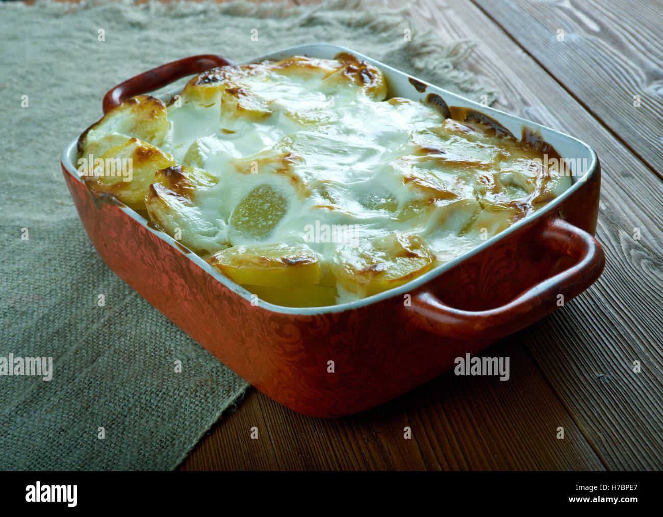 Fish And Fennel Potato Pie with Crunchy Potato Topping Stock Photo Alamy