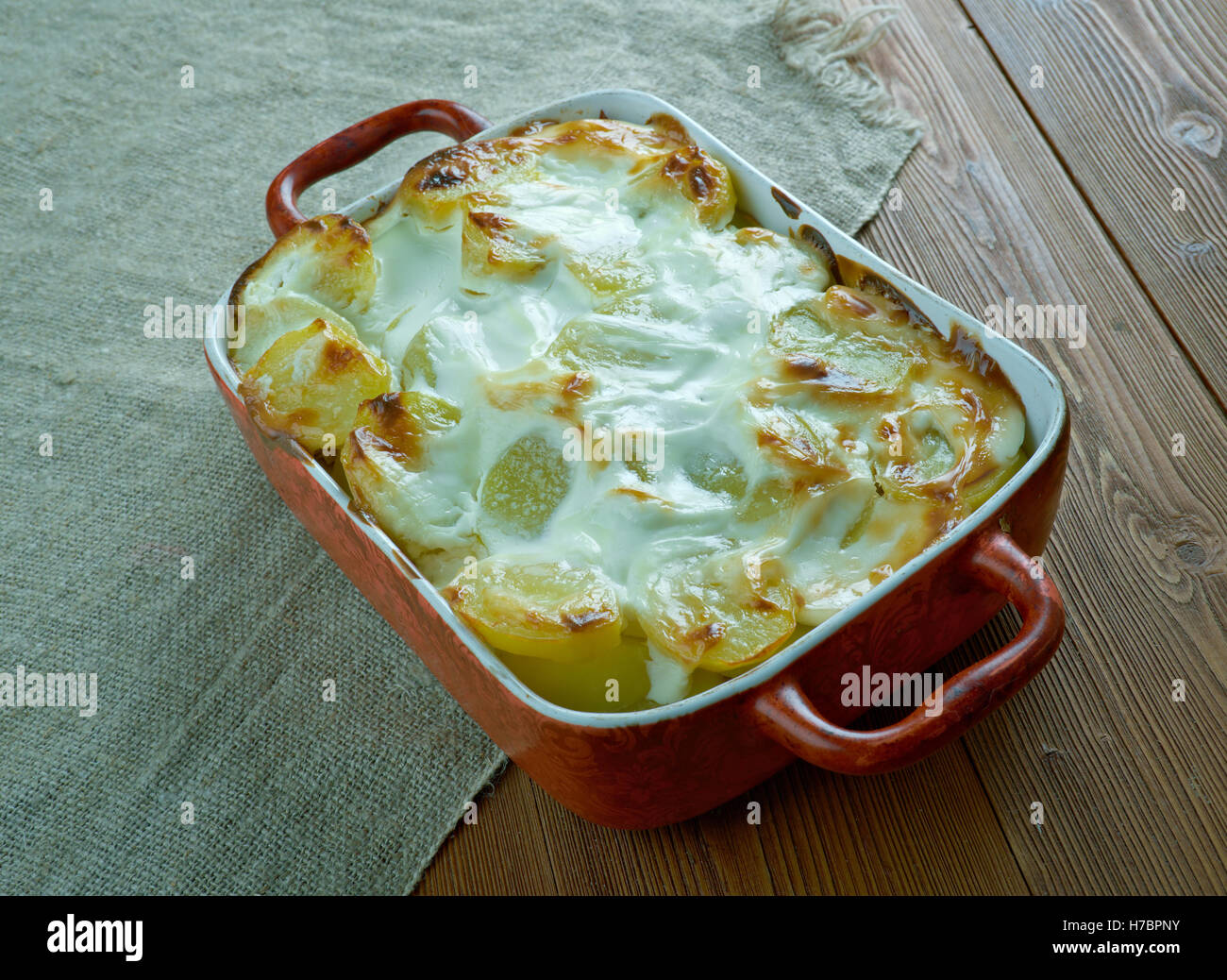 Fish And Fennel Potato Pie with Crunchy Potato Topping Stock Photo Alamy