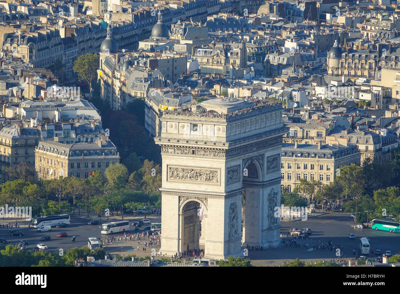 Famous Triumphs Arch called Arc de Triomphe in Paris - aerial view ...