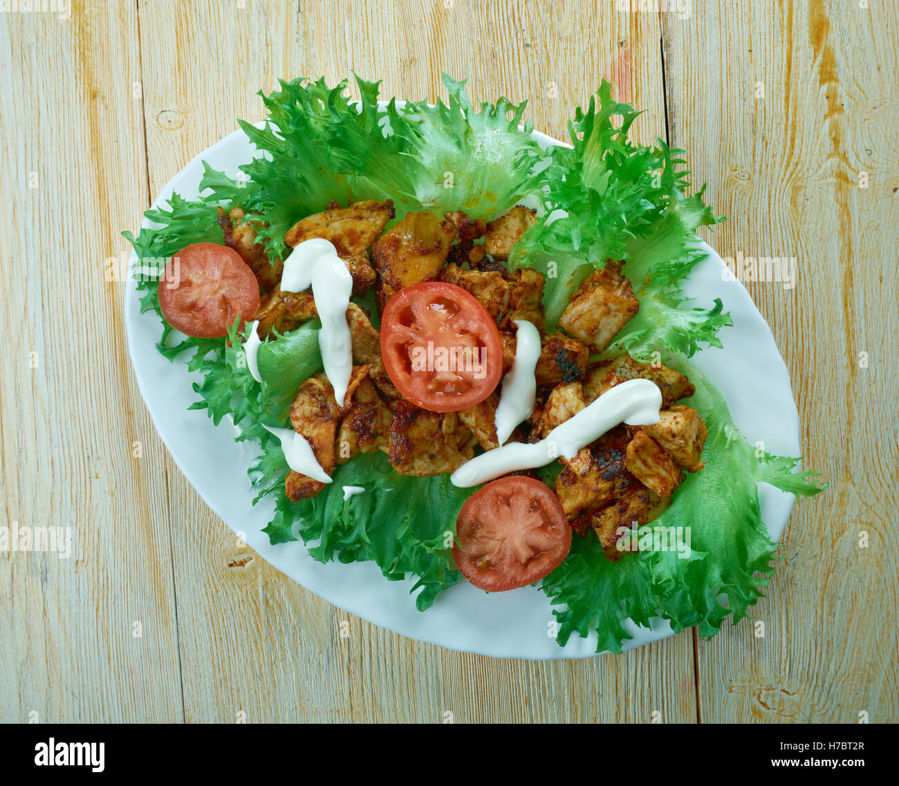 Jamaican Jerk Chicken Lettuce Wraps.Caribbean food Stock Photo Alamy
