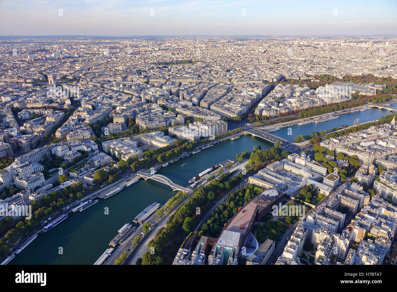 View From The Top Deck Of Eiffel Tower Over The Big City Of Paris Stock view-from-the-top-deck-of-eiffel-tower-over-the-big-city-of-paris-stock