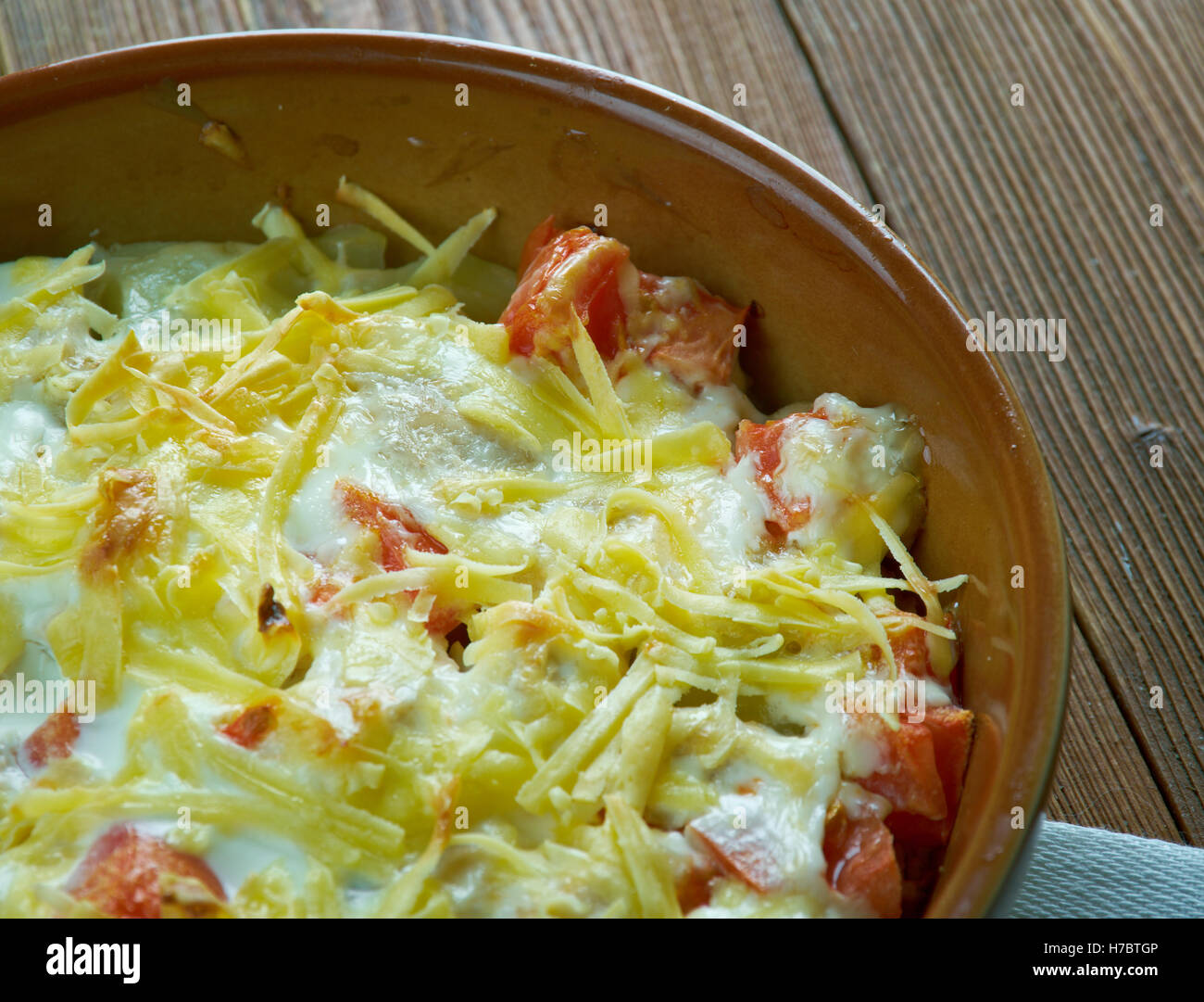 King Ranch Chicken Casserole .American dish with chicken Stock Photo