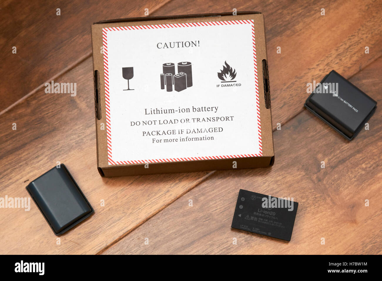 litium ion batteries sent through the post with mailer in the uk Stock Photo