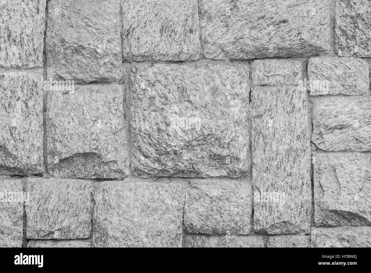 Pattern of White Modern stone Brick Wall Surfaced, black and white tone Stock Photo