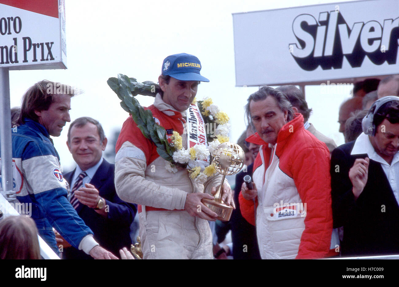 1981 John Watson wins British GP Podium Stock Photo