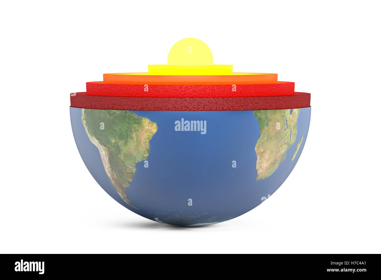 detailed structure of earth planet concept, 3D rendering isolated on white background Stock Photo