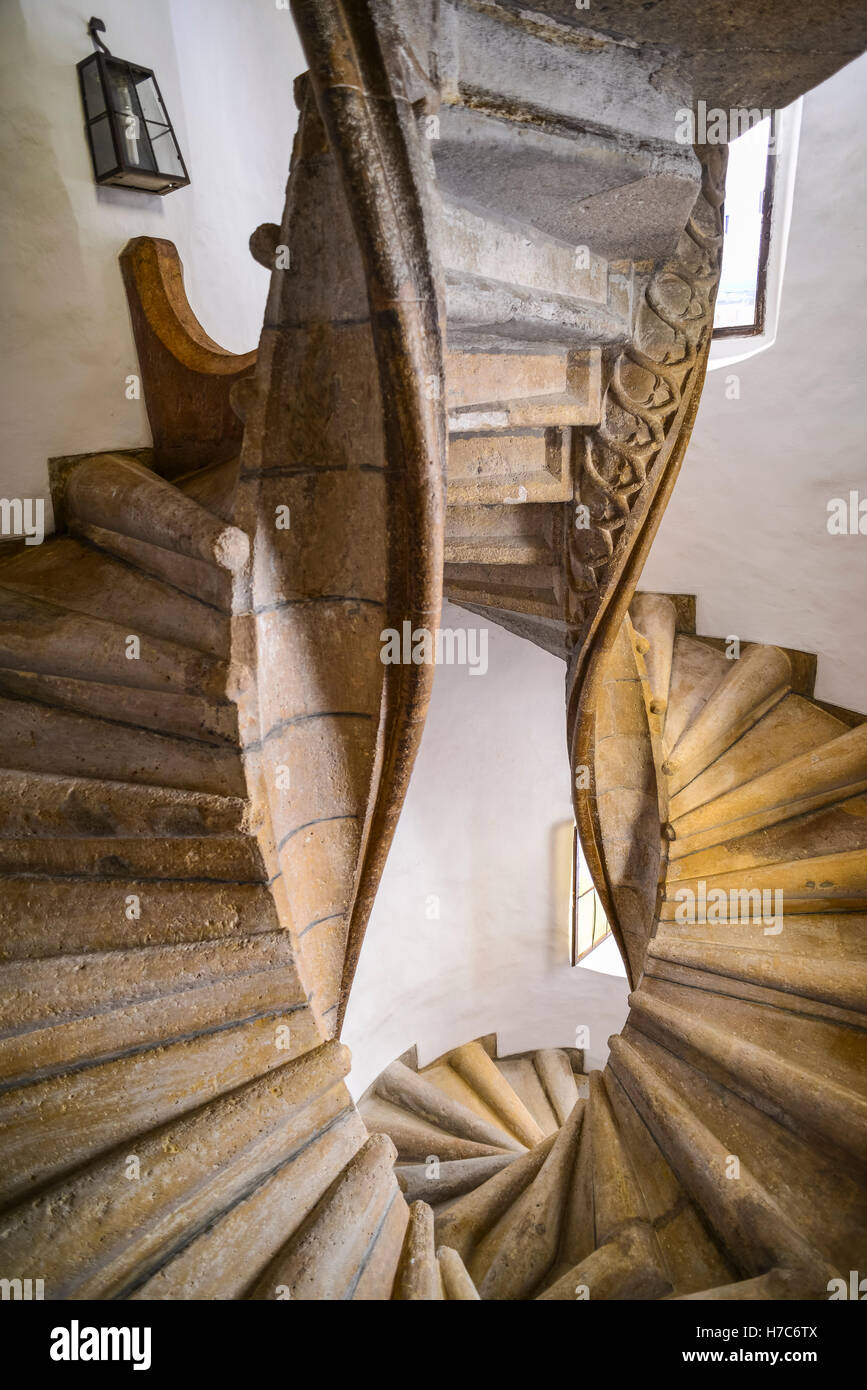 Double Spiral Staircase, Graz, Austria Stock Photo