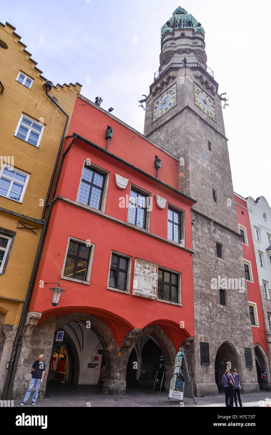 Innsbruck City Tower, Innsbruck, Austria Stock Photo