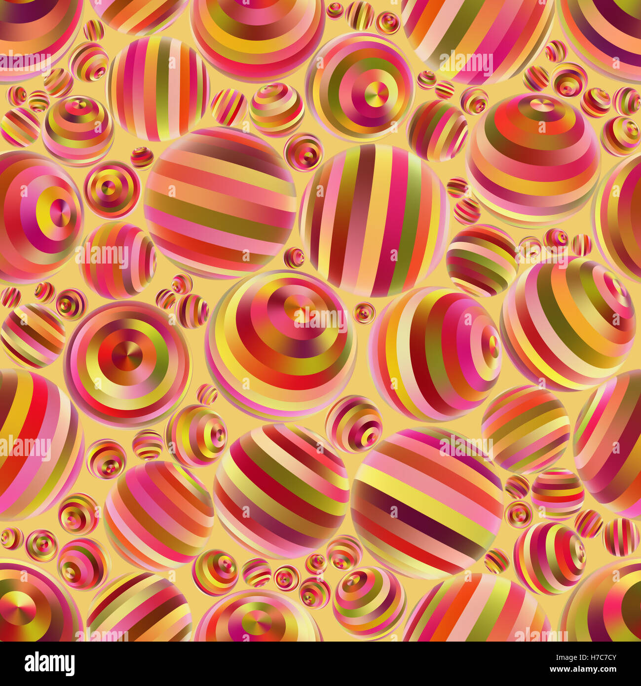 Raster Seamless Multicolor Pink Yellow Gradient Stripes Spheres Jumble Pattern Stock Photo