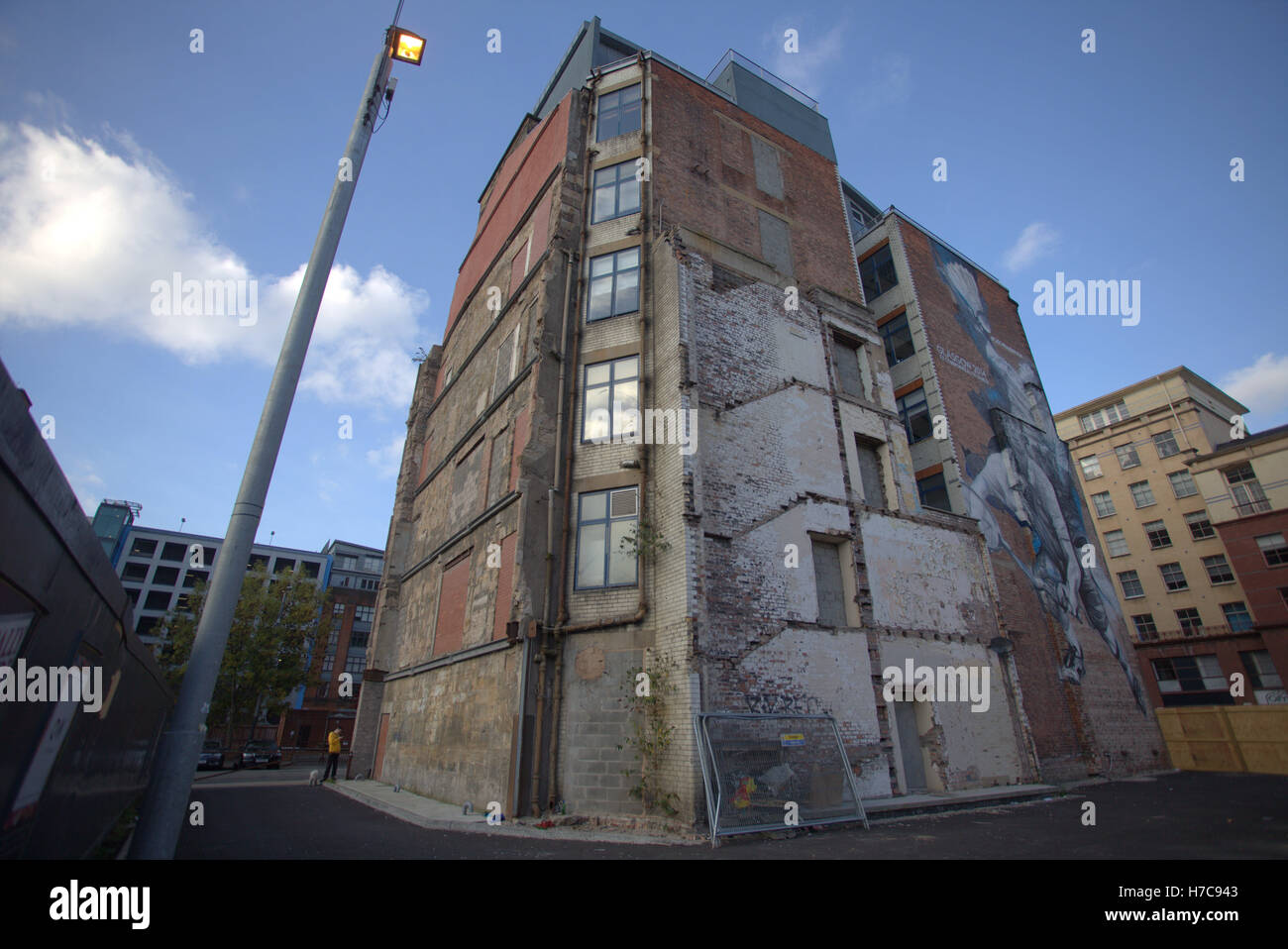 Candleriggs area merchant city street scenes with buildings showing renovation signs Stock Photo