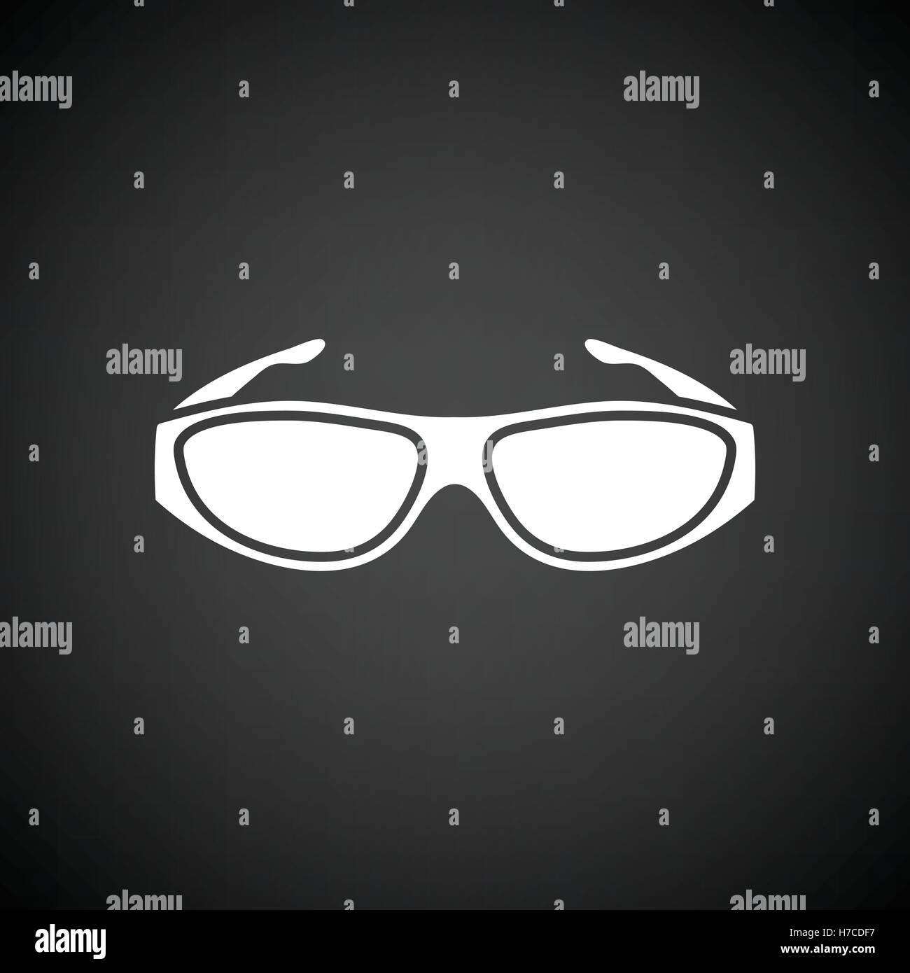 Poker sunglasses icon. Black background with white. Vector illustration