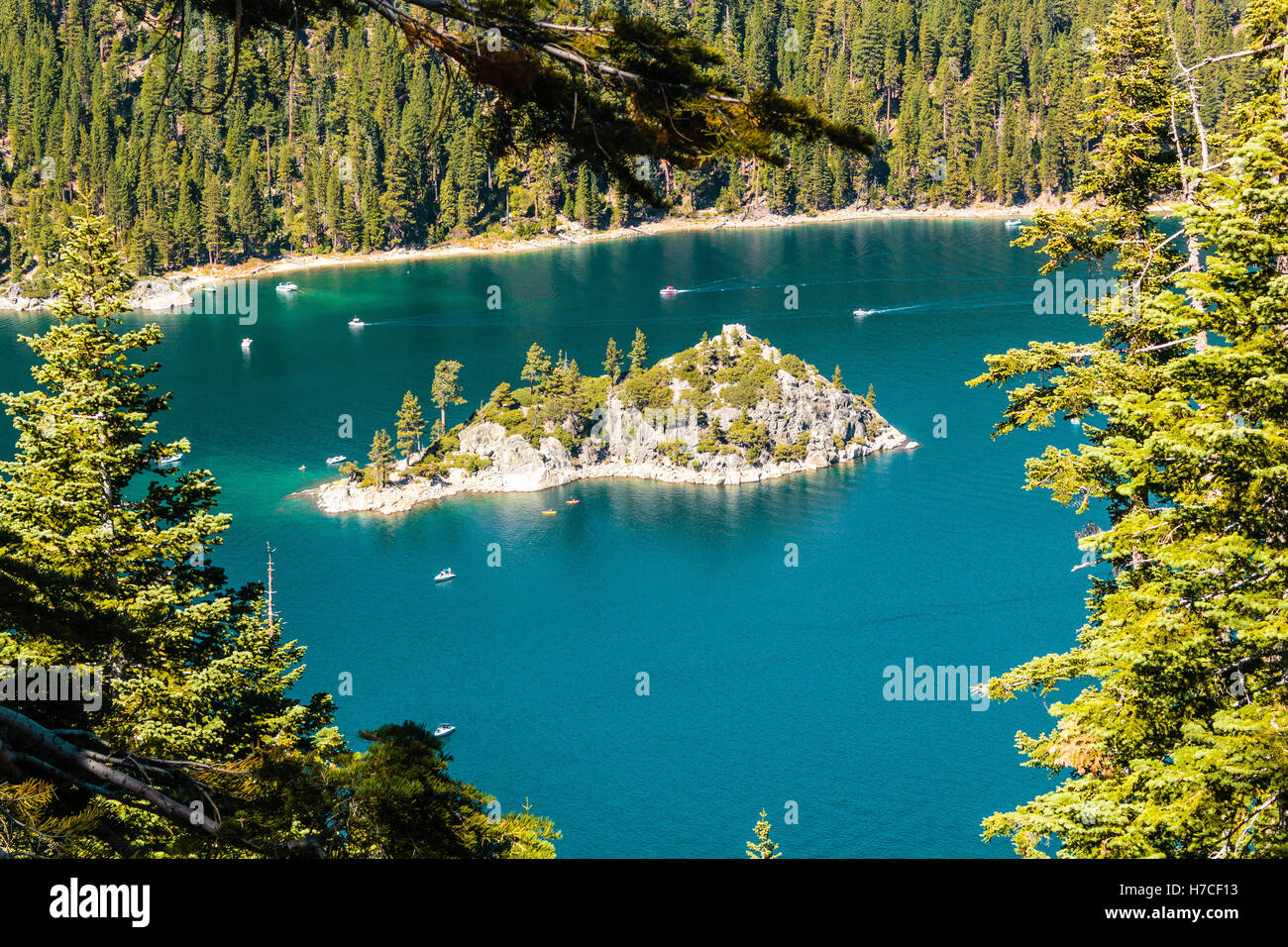 Photo of Haunted Island at Emerald Bay and Lake Tahoe Stock Photo