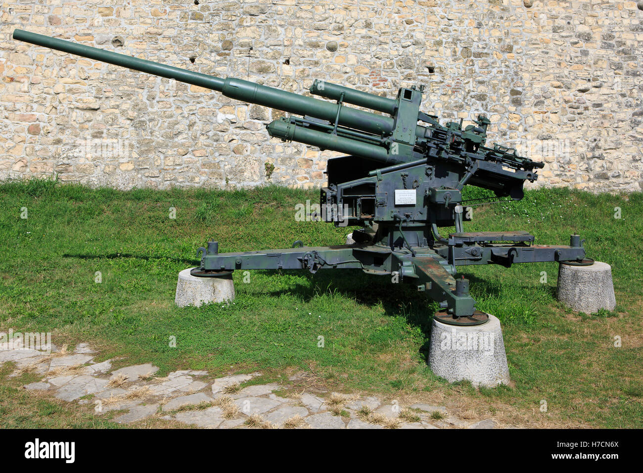 The German anti-aircraft gun FlaK 38/39 (in service from 1937-1945) at the Military Museum in Belgrade, Serbia Stock Photo