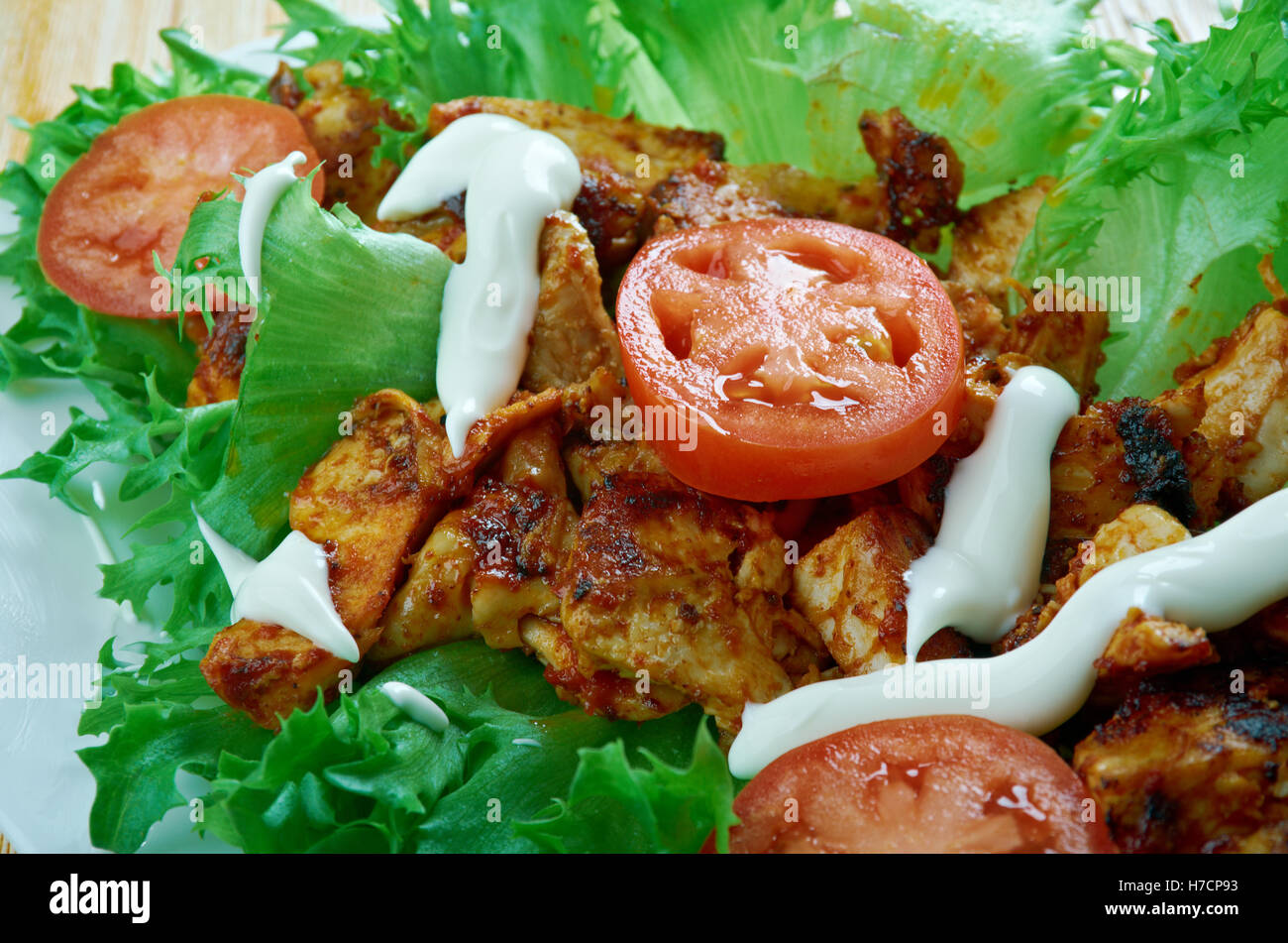 Jamaican Jerk Chicken Lettuce Wraps.Caribbean food Stock Photo Alamy