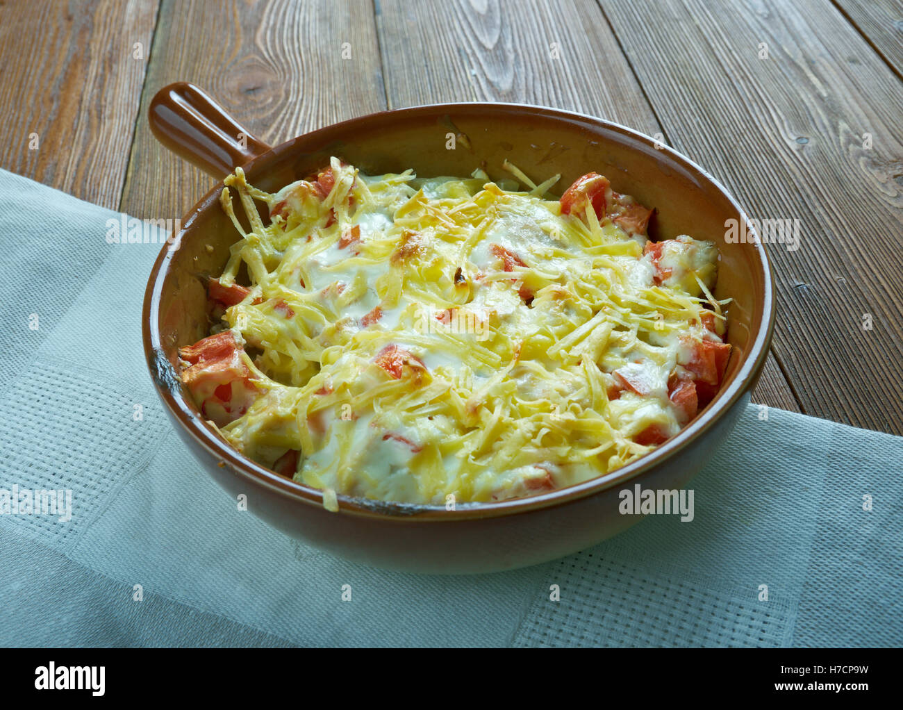 King Ranch Chicken Casserole .American dish with chicken Stock Photo