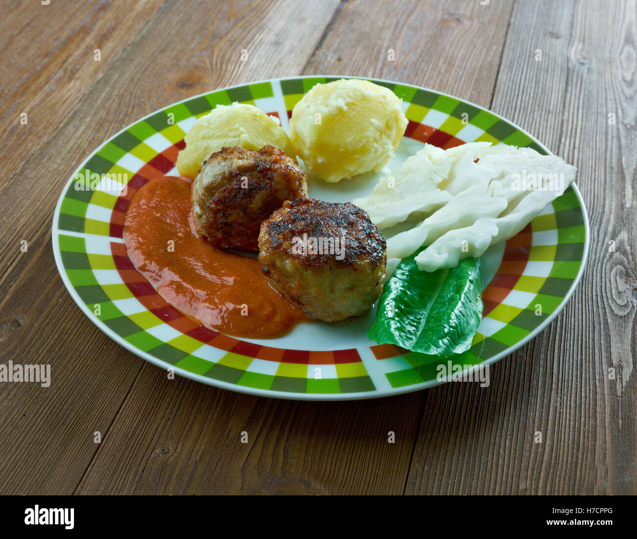 Kjottkaker Swedish meatballs. traditional dish of the Finnish and Swedish cuisine Stock Photo