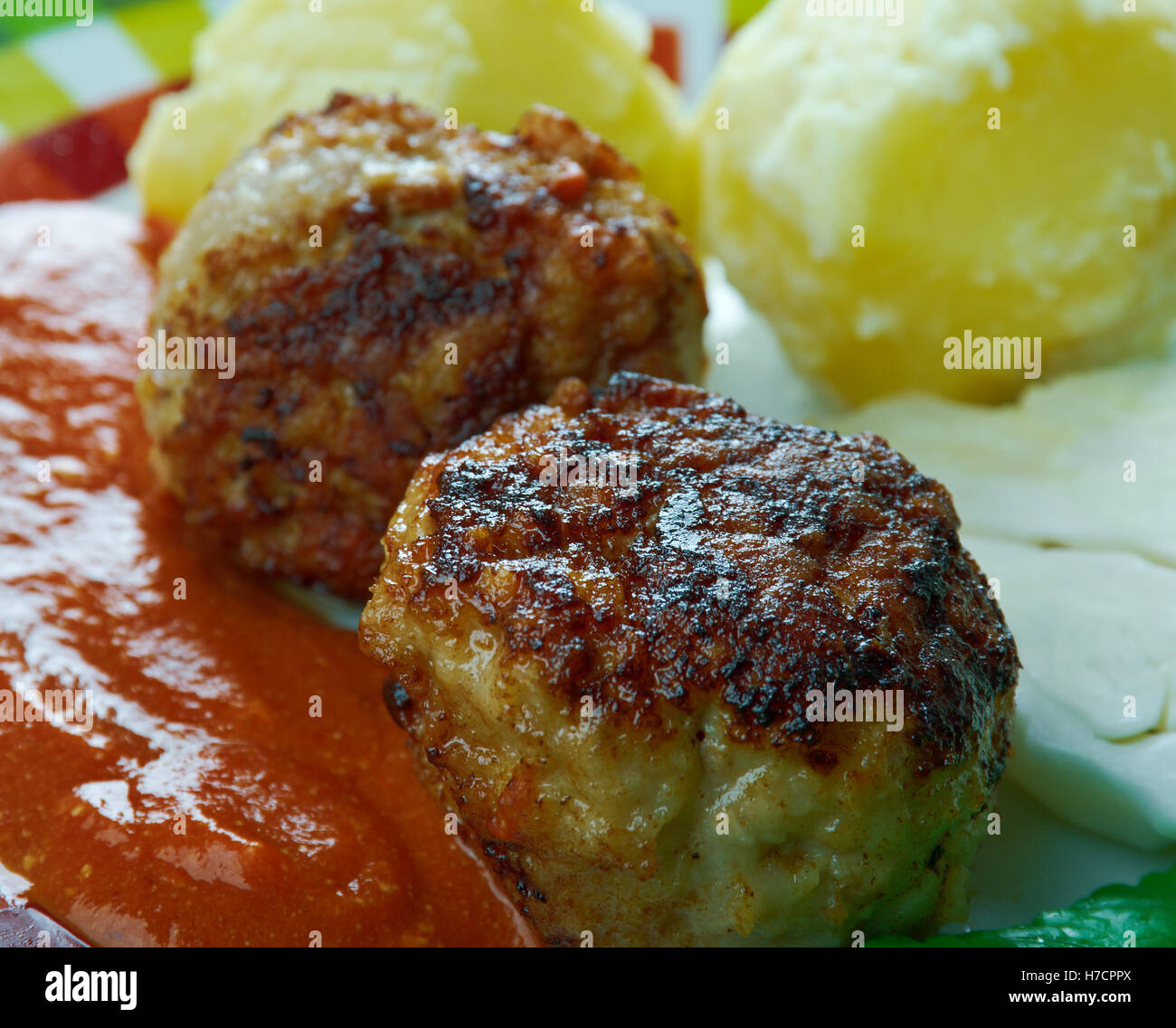 Kjottkaker Swedish meatballs. traditional dish of the Finnish and Swedish cuisine Stock Photo