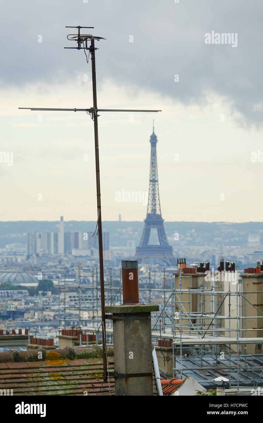 View from Montmartre to Eiffel Tower in Paris Stock Photo Alamy
