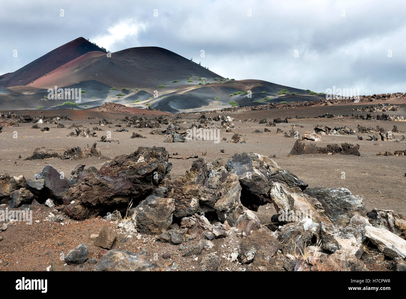 Ascension Island typical volcanic landscape found in many parts of the island Stock Photo