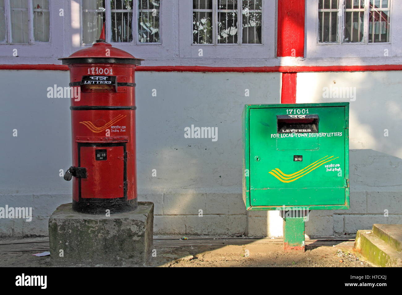 Post boxes outside General Post Office, Kali Bari Road, Shimla, Himachal Pradesh, India, Indian subcontinent, South Asia Stock Photo