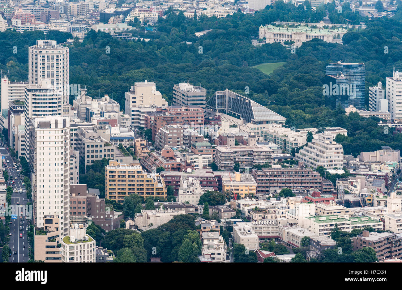 Government Office surrounded by park in Tokyo. Stock Photo