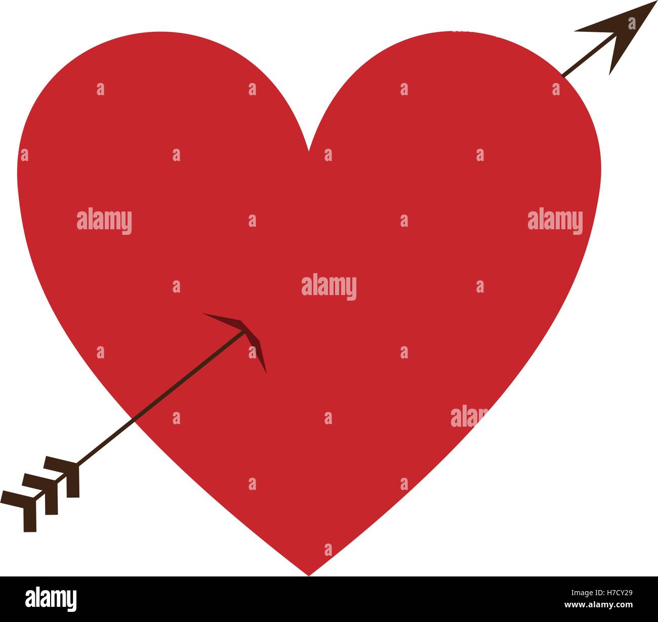 red heart with arrow icon over white background. love symbol. vector ...