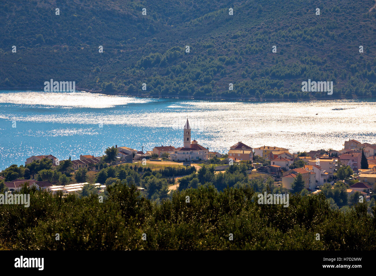 Seget Vranjica village by the sea view, Dalmatia, Croatia Stock Photo