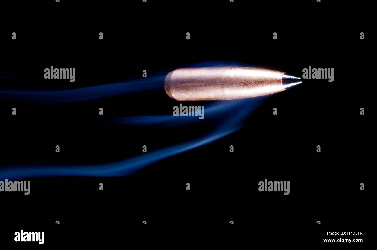 Bullet with a copper jacket and lead core and polymer tip with smoke