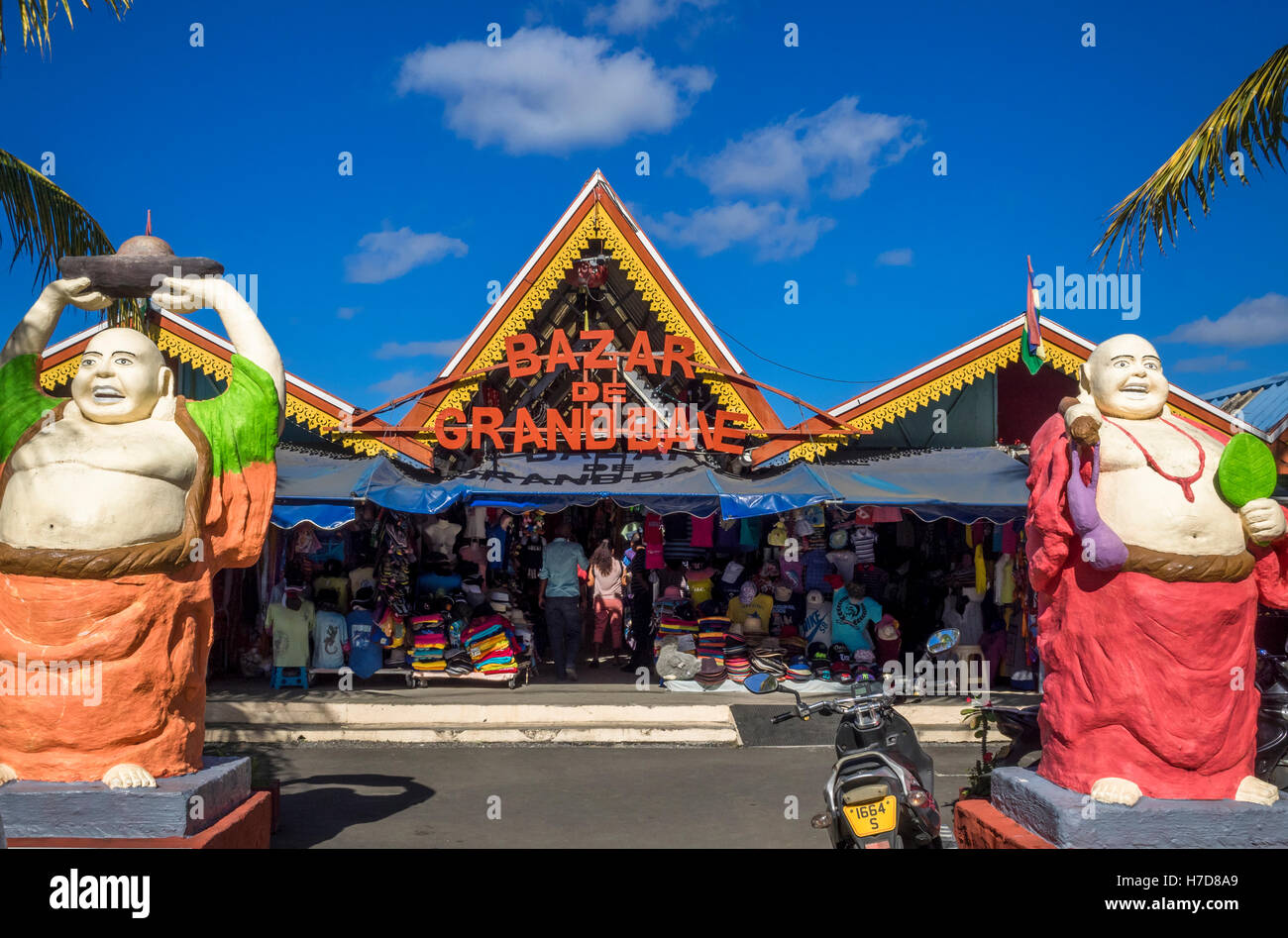 Tourist market of Grand Baie, Bazar de Grand Baie, Mauritius Stock Photo