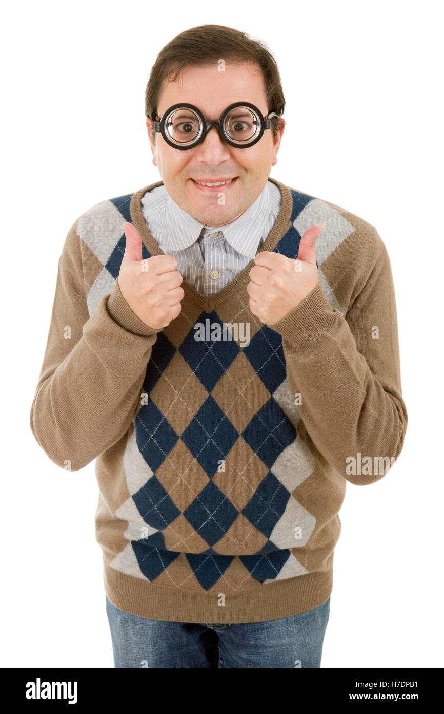 geek teacher Stock Photo