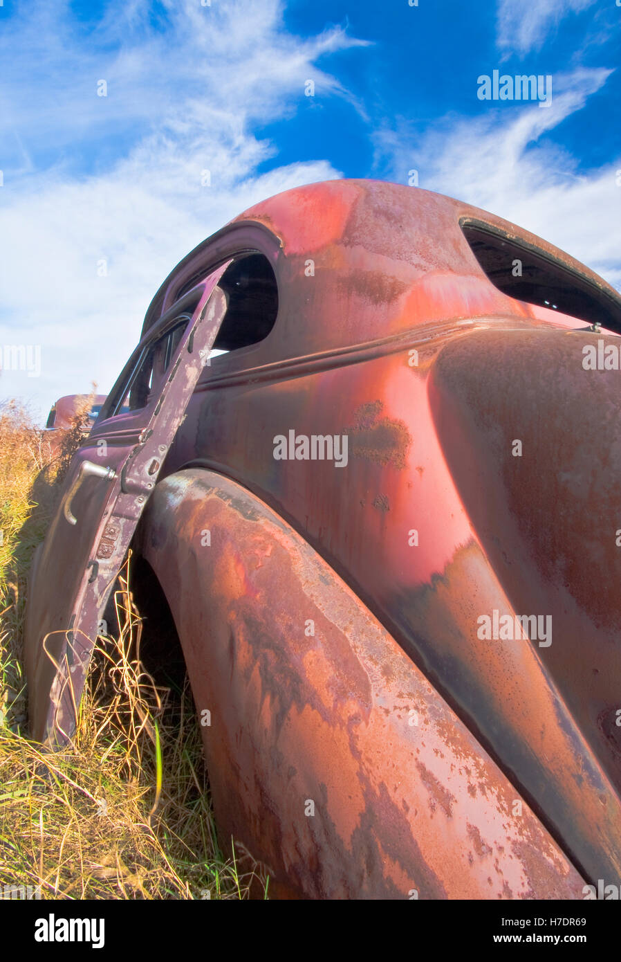 Rusty vintage automobile body distorted view Stock Photo