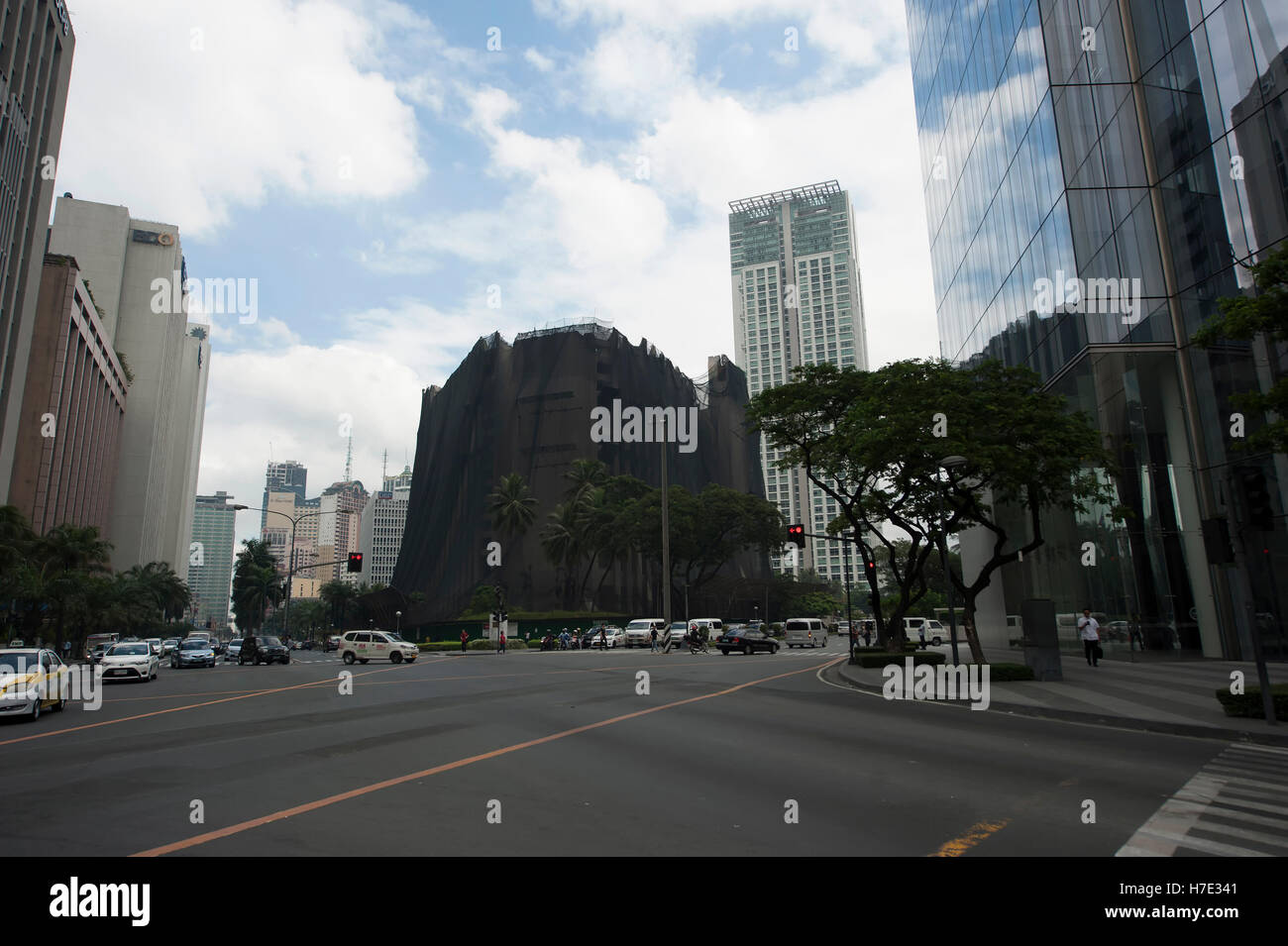 Demolition of Mandarin Hotel, business district, Makati, Metro Manila