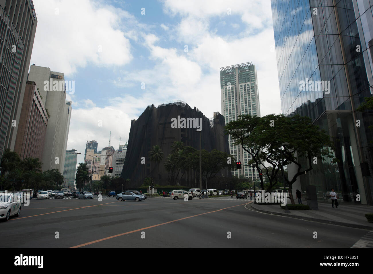 Demolition of Mandarin Hotel, business district, Makati, Metro Manila