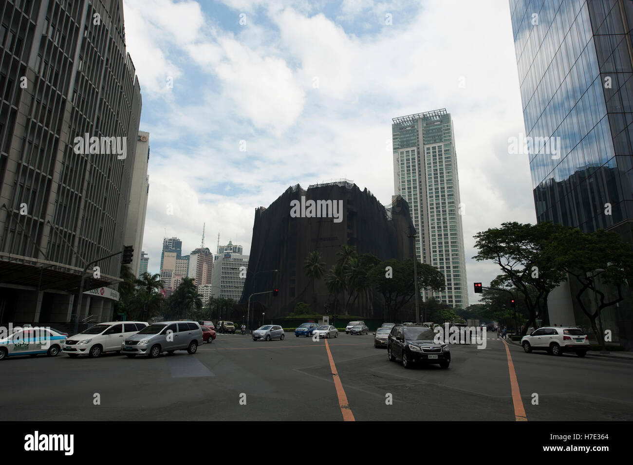 Demolition of Mandarin Hotel, business district, Makati, Metro Manila