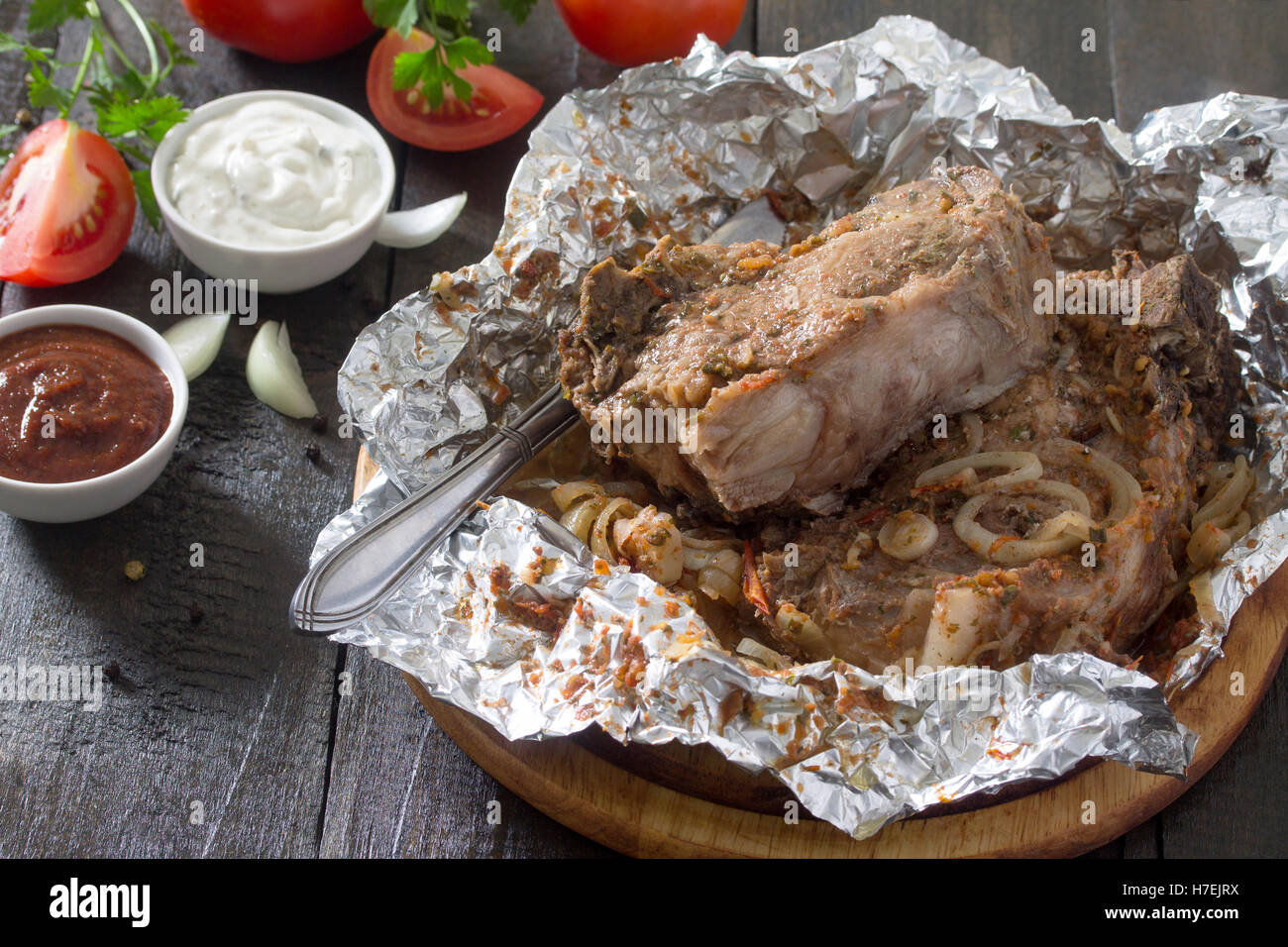 Meat in oven in foil Meat in oven in foil