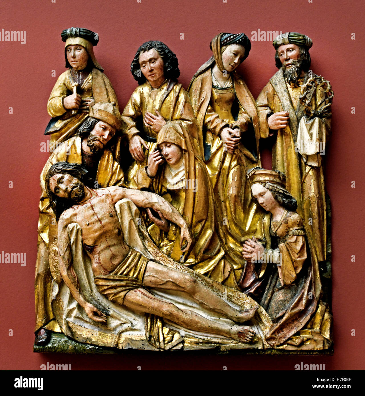 The Lamentation 1510 Oak wood (Meister der von Carbenschen Stiftung Koln ) 16th Century  German Germany Stock Photo